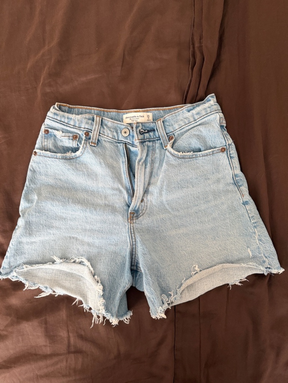 Abercrombie & Fitch Light Blue High-Rise Cutoff Jean Shorts